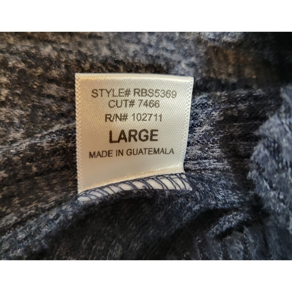 Gibson Blue Knit Top Size Large Twist Hem High Neck 3/4 Sleeve 1003 - Picture 5 of 6
